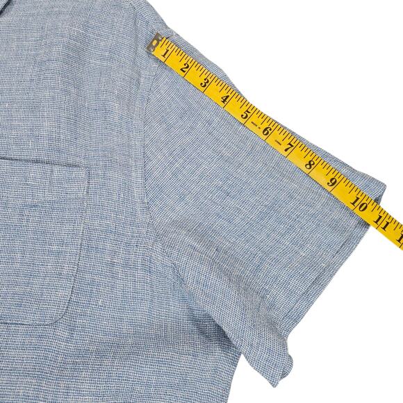 NWT Faherty Shirt Mens XXL Blue Linen Palma Short Sleeve Coastal Casual Nautical - Picture 11 of 11